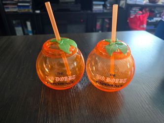 No Doubt experience plastic Orange drinking cups from concert at the sphere in Las Vegas set of 2