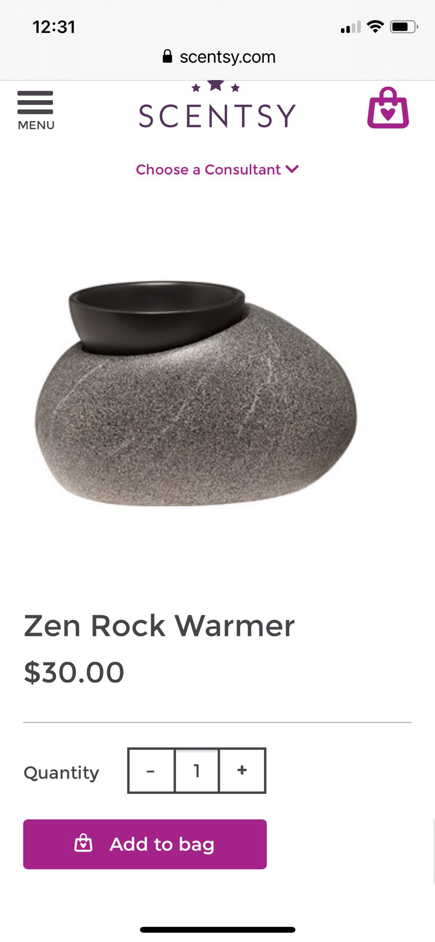 Scentsy Zen Rock Warmer & Scent Bars