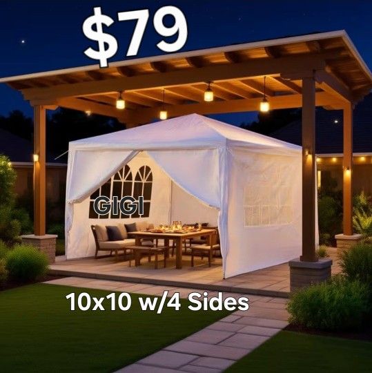 10 x 10 White Canopy Party Tent Wedding Tent Canopy With Sidewall