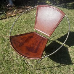 MCM leather Metal Accent Chair