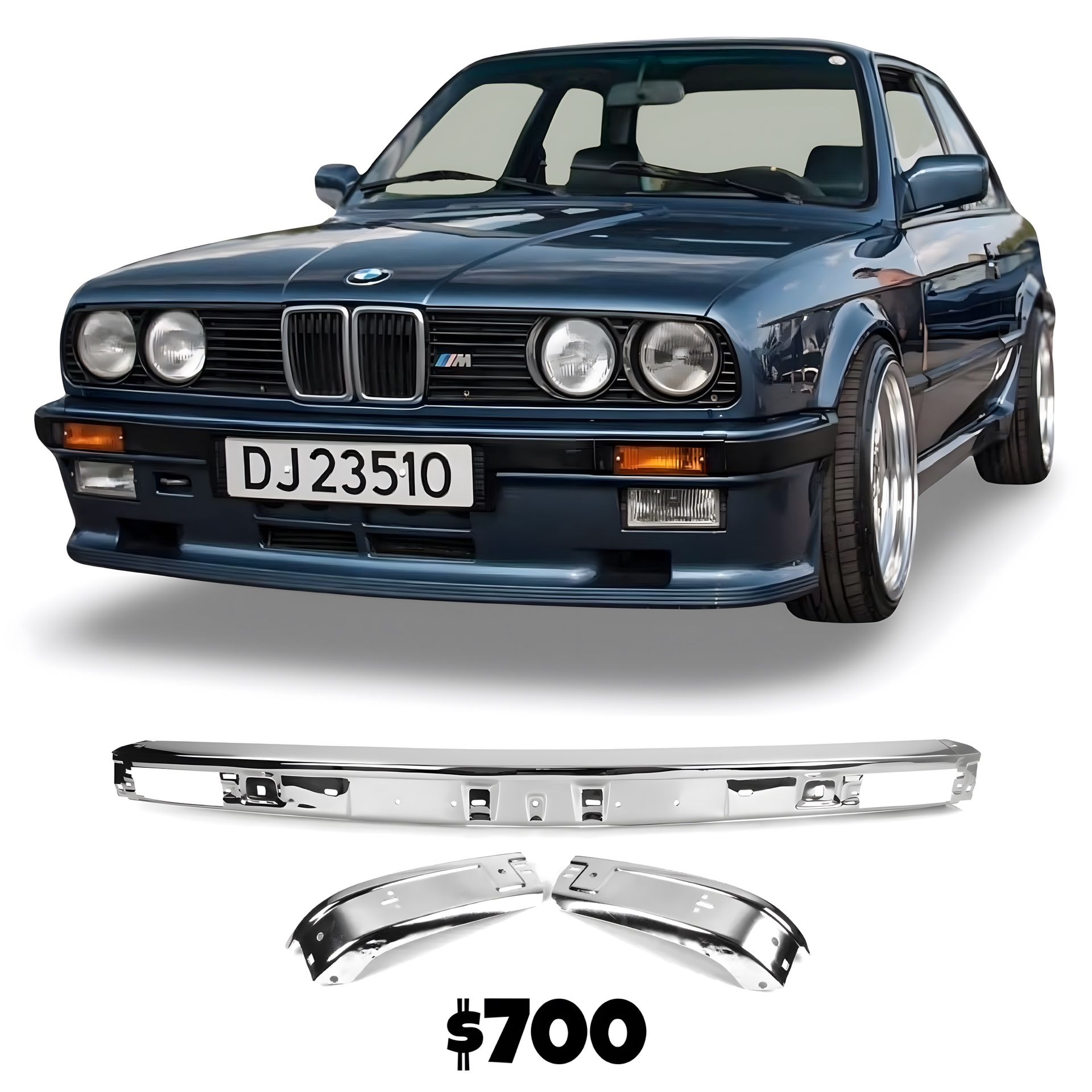 BMW E30 Euro Chrome Front Bumper Set