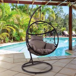 Outdoor Hanging Egg Chair with Cushion – Patio Cocoon Chair