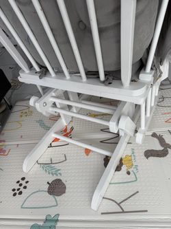 White Wood Rocking Chair with Gray Cushion