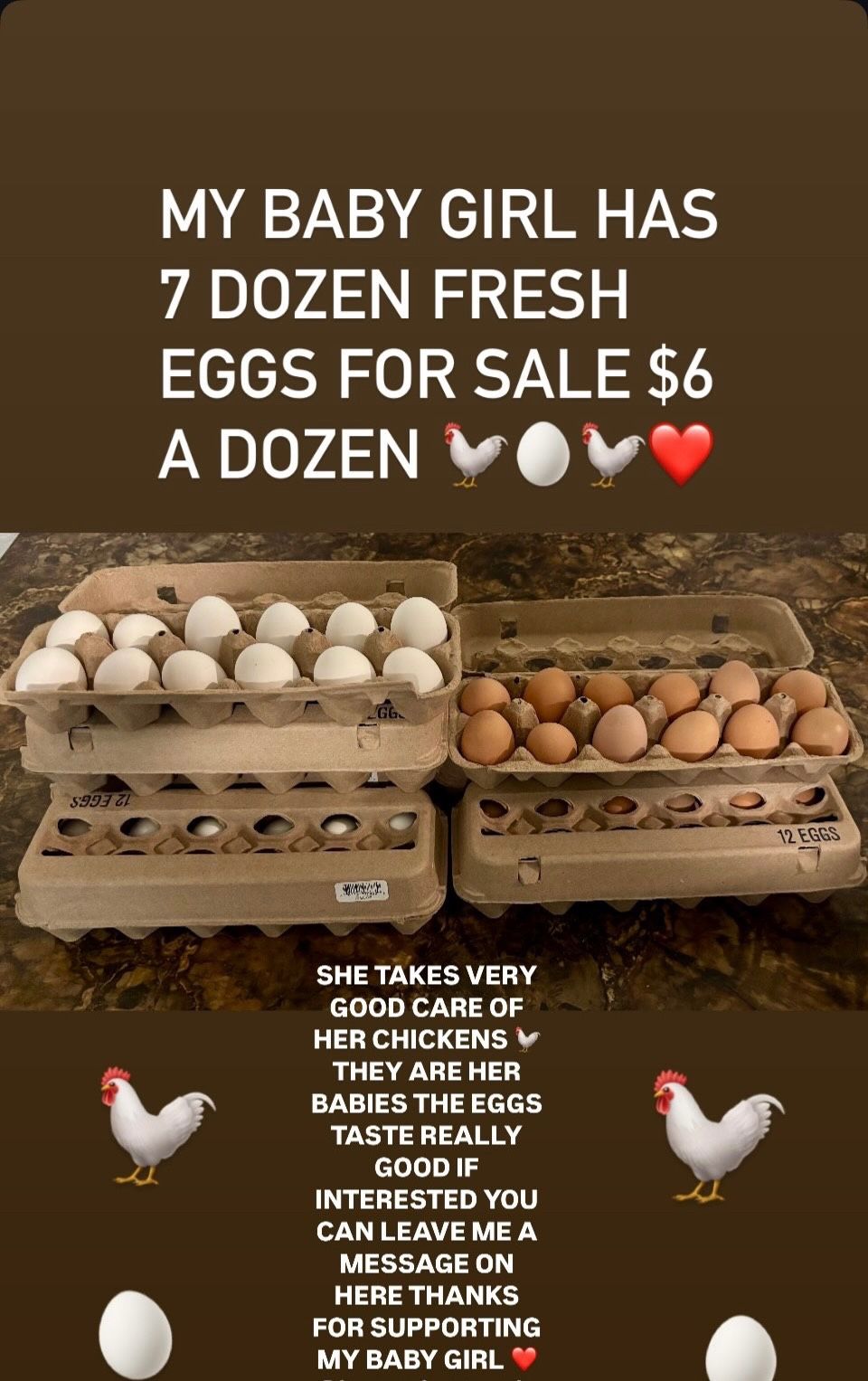 Fresh Eggs For Sale (SELLING AS DOZENS)