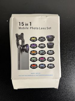15-in-1 Mobile Photo Lens Set - Fisheye, Wide, Macro, Filters - New