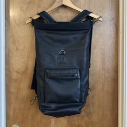 TM1985 Tielor McBride Black Leather Roll Top Backpack Handmade New York Brooklyn