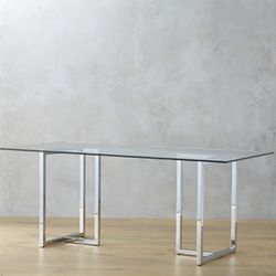CB2 dinning Table / Large Desk With Glass Top  Sturdy Looking And Great Quality ! Moving Sale 