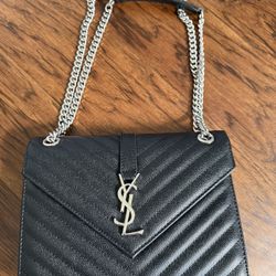 Women’s YSL Purse Bag Black Silver 