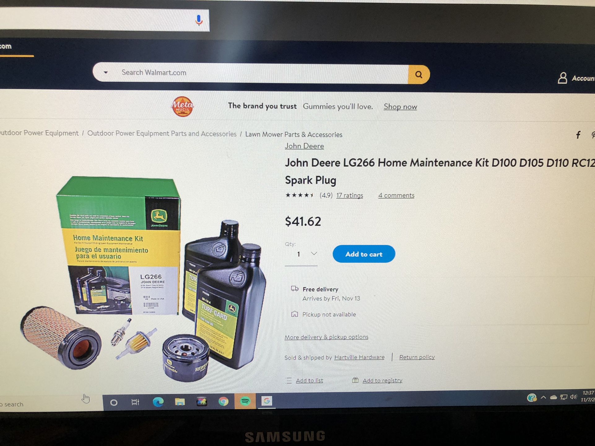 John Deere Home Maintenance Kit LG266 For D Series Lawn Tractors