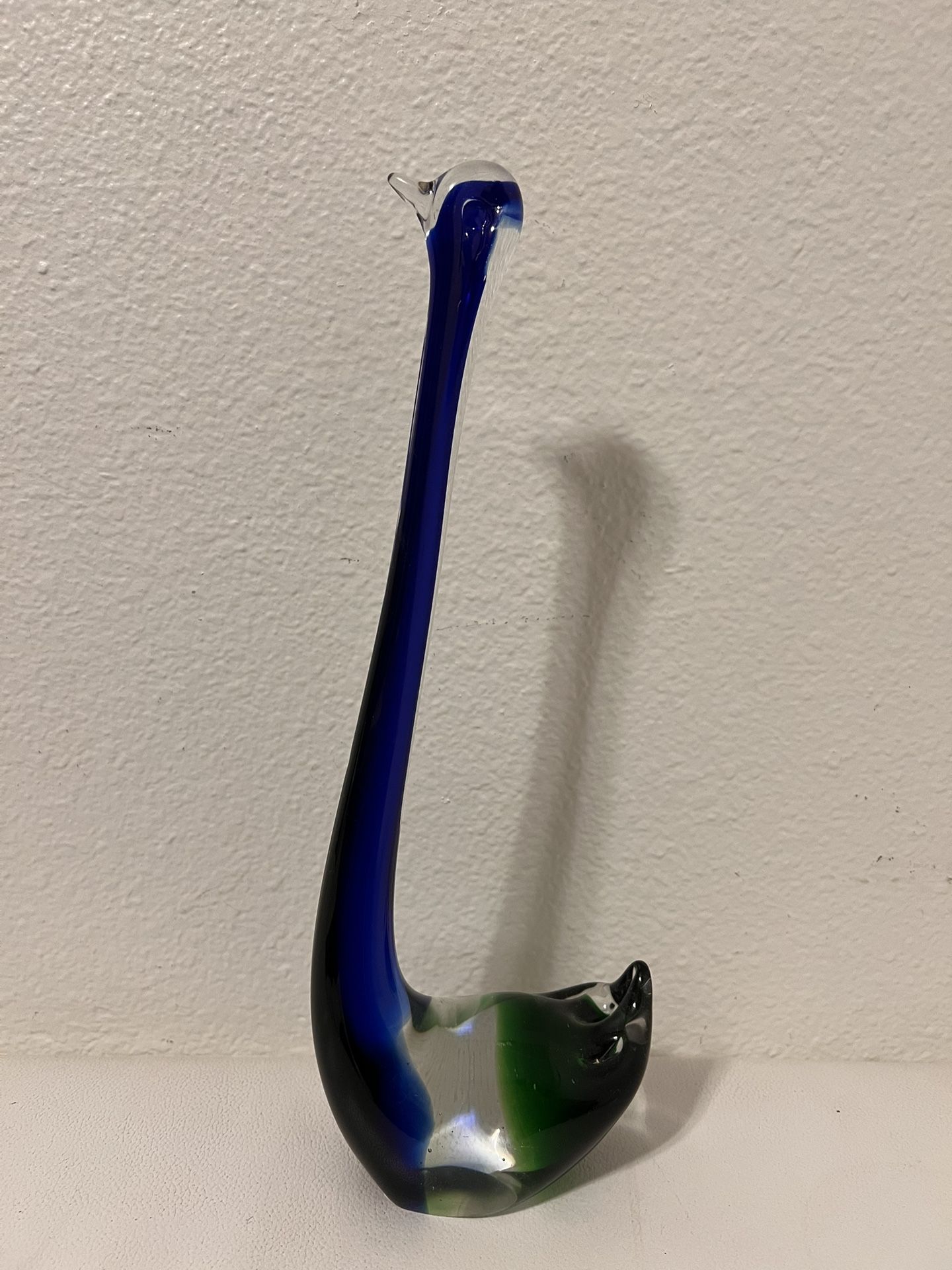Swan Blue and Green Vintage Murano Glass Swan 13» Tall