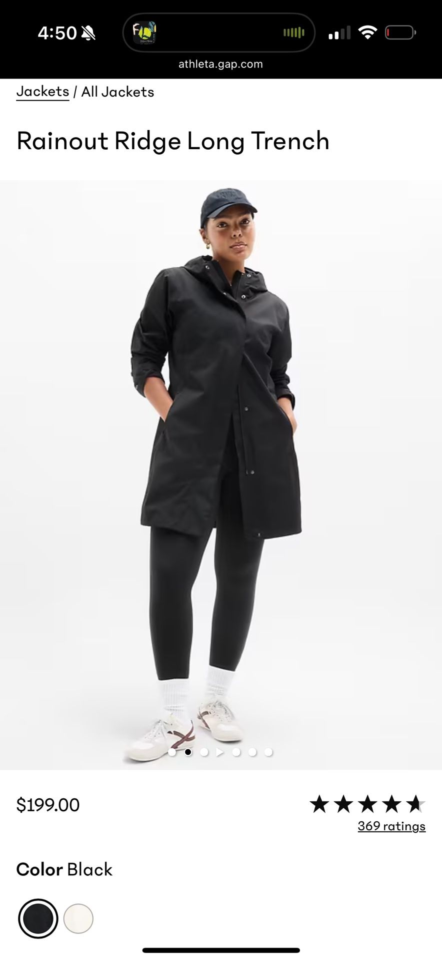 Athleta Rainout Ridge Long Trench Waterproof Coat (M)
