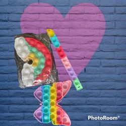 Pop it Purse (Rainbow) Butterfly ans bracelet
