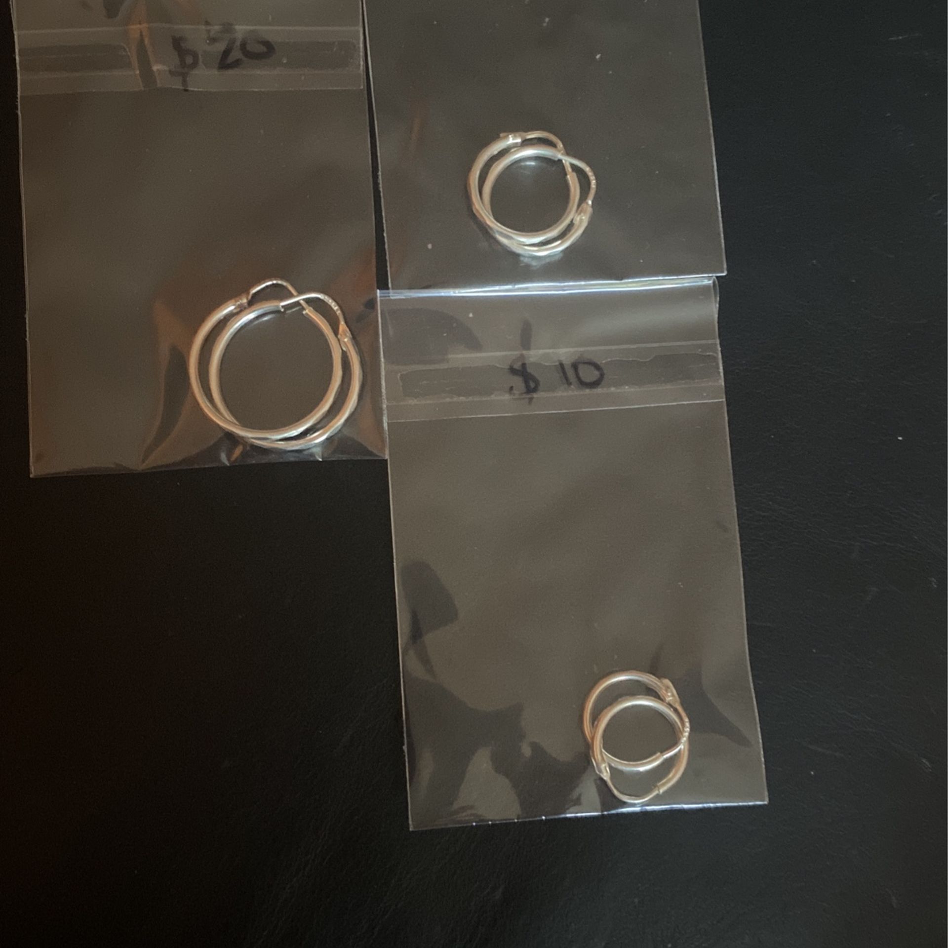 Silver Earrings .925  $10S $15M$20L