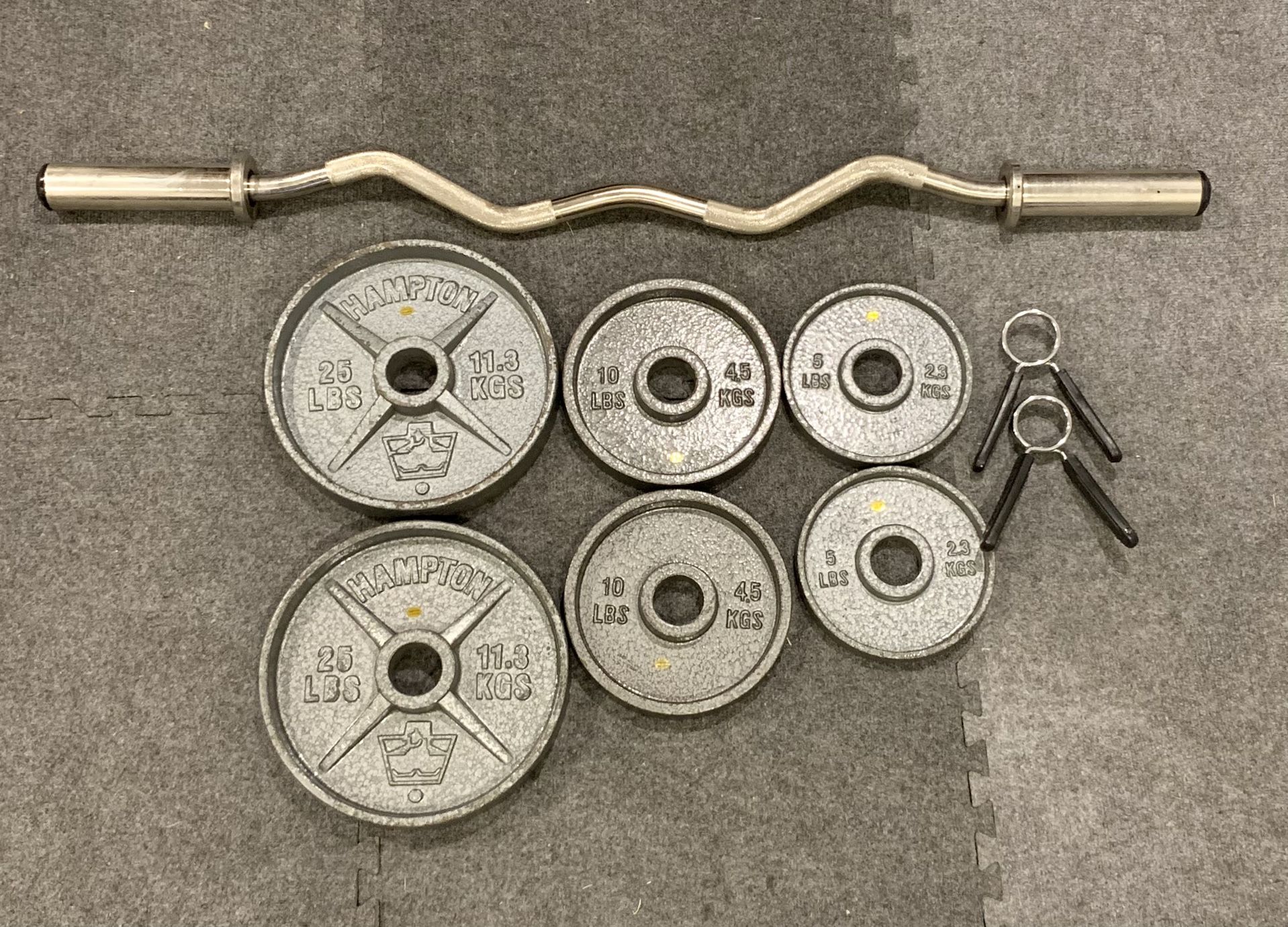 Hampton 100lbs Olympic Curl Bar Weight Set