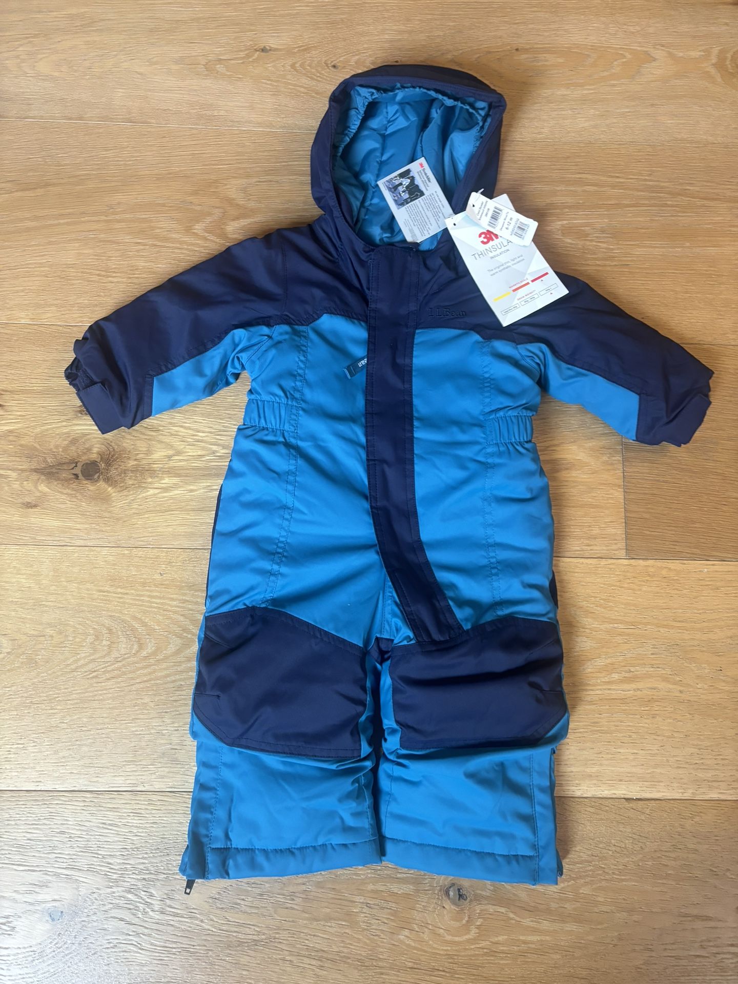 L.L Bean Cold Buster Snowsuit Baby size 6-12 months Blue one pieces hooded
