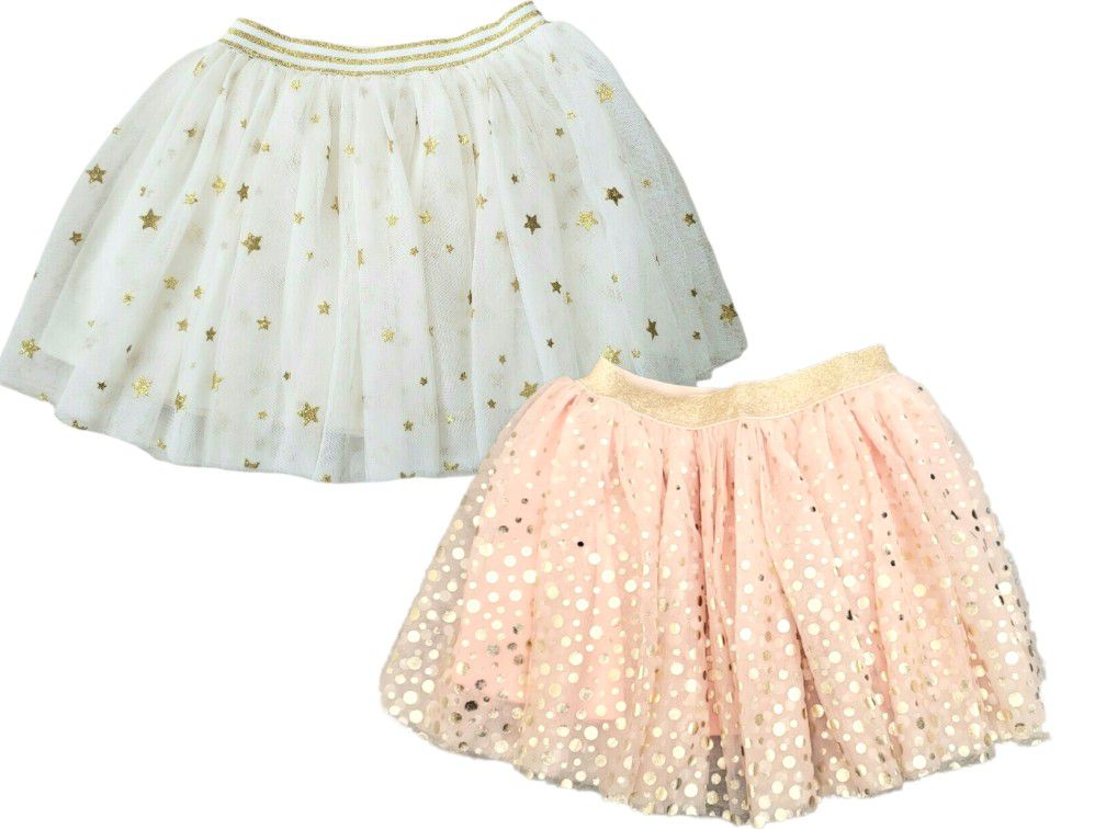 Zunie Girls 2-Pack Tutu Skirt Set, Ivory/Pink