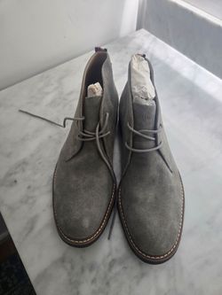 Tommy Hilfiger Men's Gray Leather Chukka Boots Lace-Up Ankle Round Toe 9.5 M