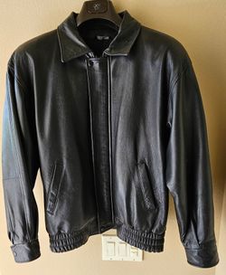 Black Leather Mens Bomber JacketA-Pro-Peaux, Medium