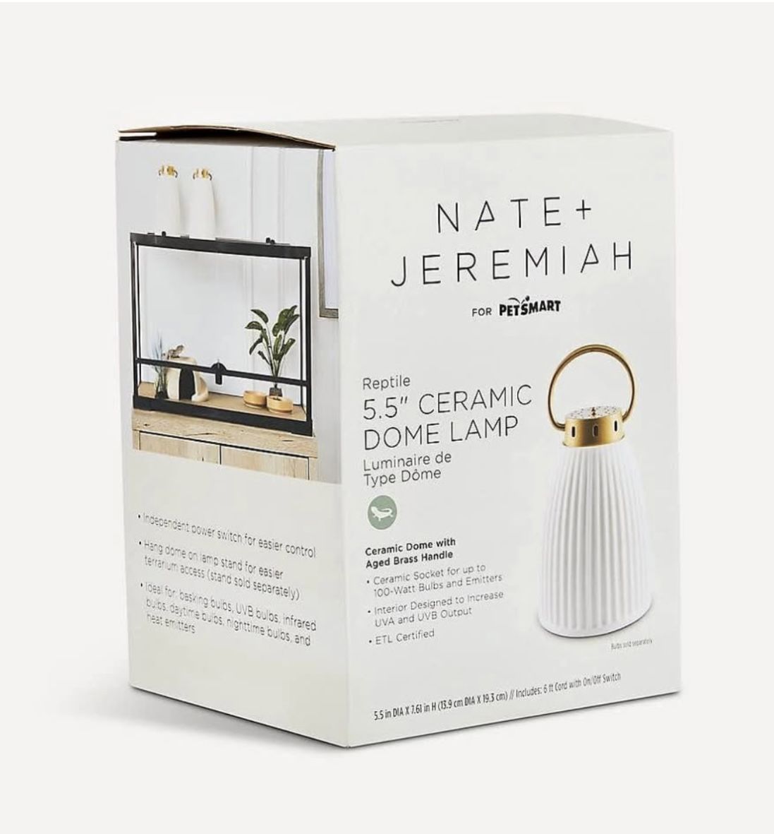 Used - like new Nate + Jeremiah ceramic dome lamp cover and adjustable stand for UVA/UVB/DHP/CHE reptile or amphibian care