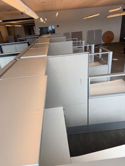 Haworth Compose Glass Loaded Various Sizes L Shape Stations 65" Tall