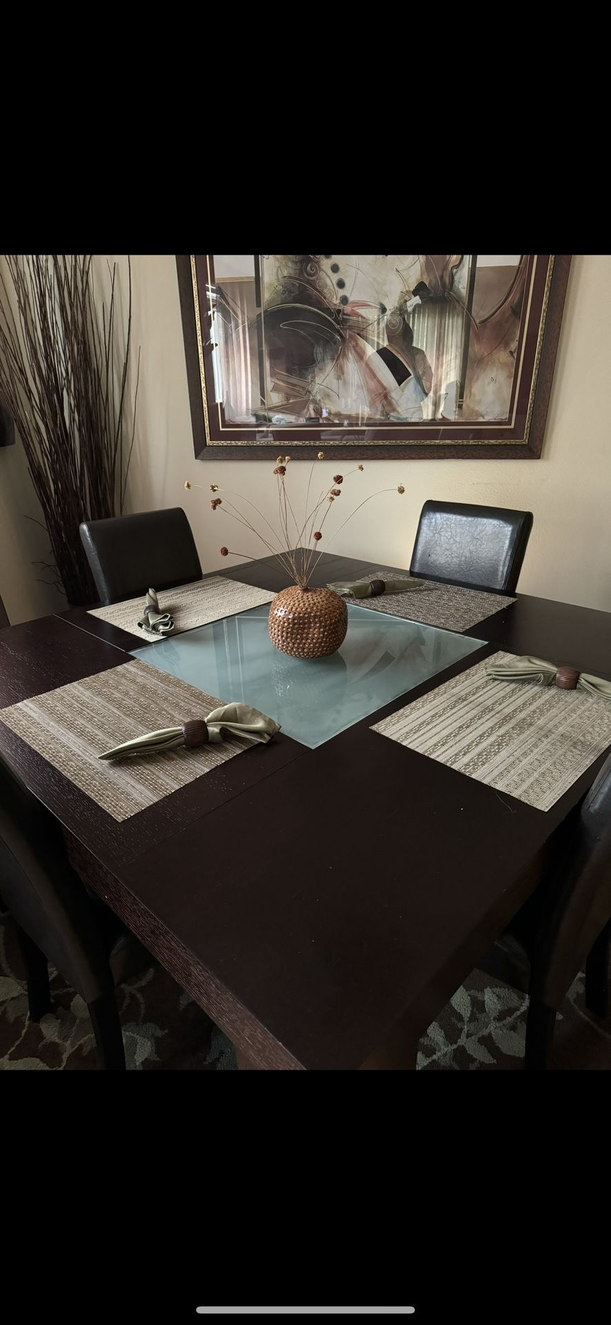 Modern Dining Table Set with 4 Chairs – 56” Square