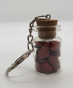 Natural Red Jasper filled Bottle Keychain