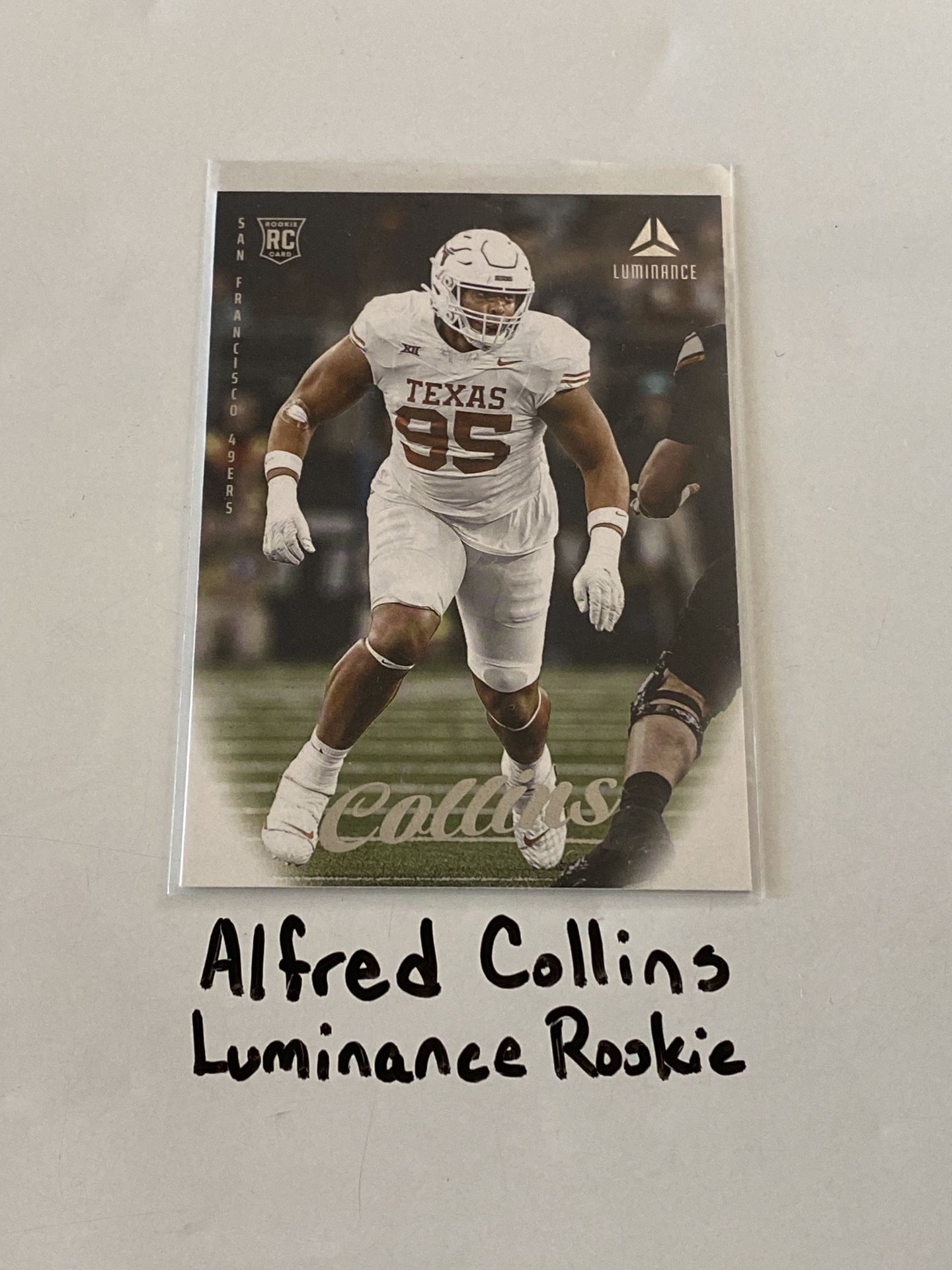 Alfred Collins San Francisco 49ers DT Luminance Rookie Card. 