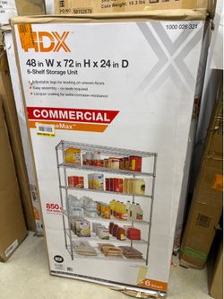 NEW IN BOX Shop HDX 6-Tier Commercial Grade Heavy Duty Steel Wire Shelving Unit in Chrome (48 in. W x 72 in. H x 24 in. D)