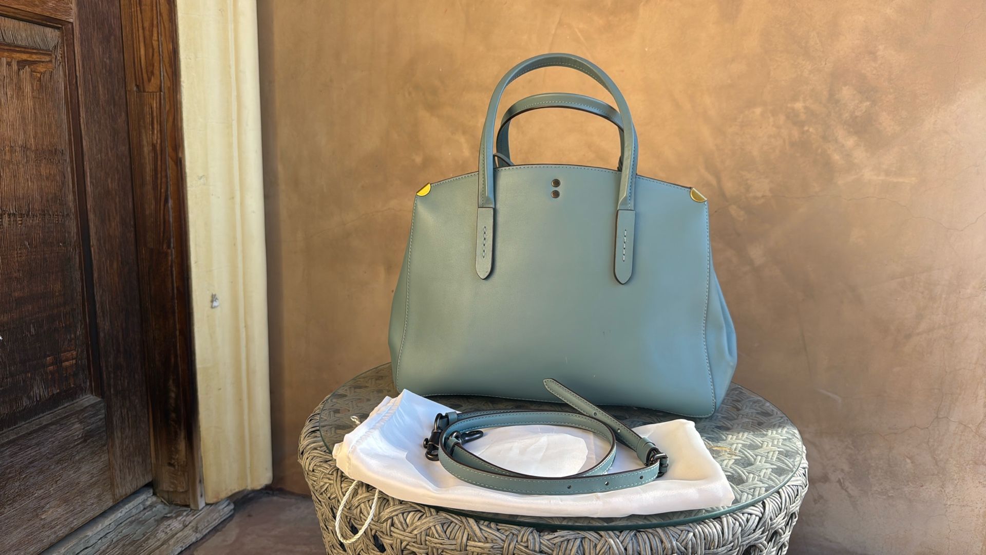 Coach Cooper Carryall Aqua Satchel Bag