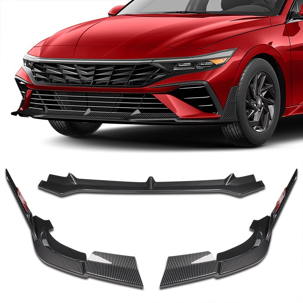 For 2024-2025 Hyundai Elantra Base Carbon Painted Front Lower Bumper Lip Spoiler -(2-PU-386-PCF