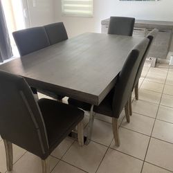 Dining Table, 6 Chairs And Buffet