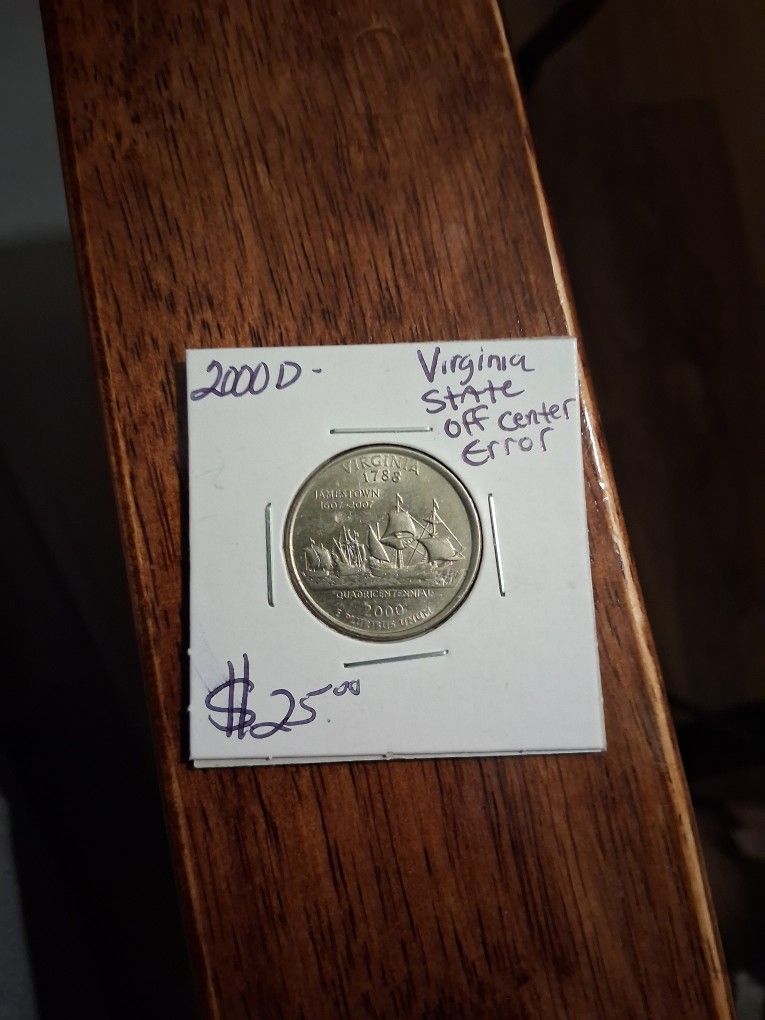 2000-d QUARTER Virginia State Off Center ERROR $25 Firm