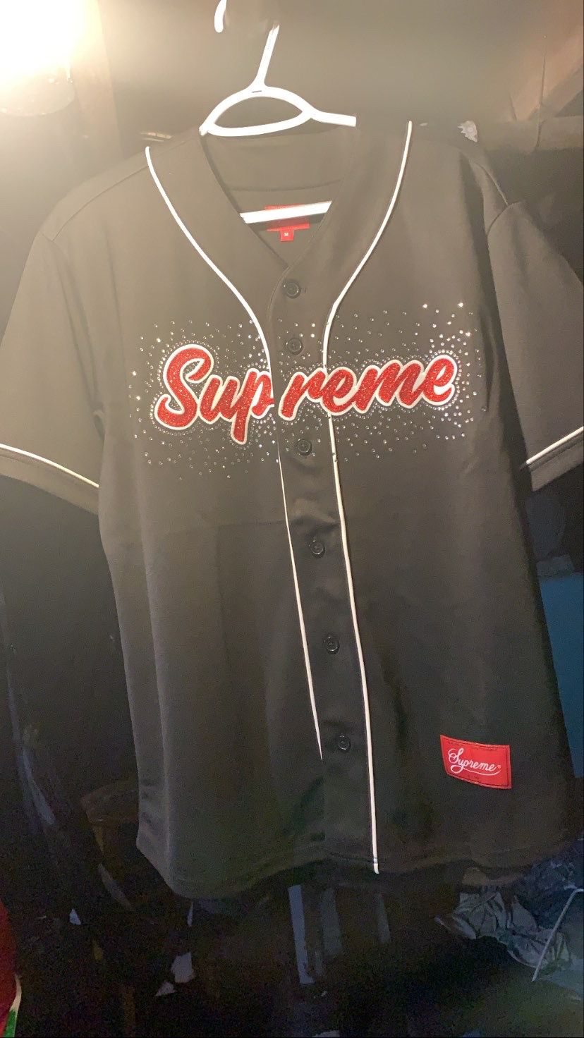 Supreme Rhinestone baseball jersey