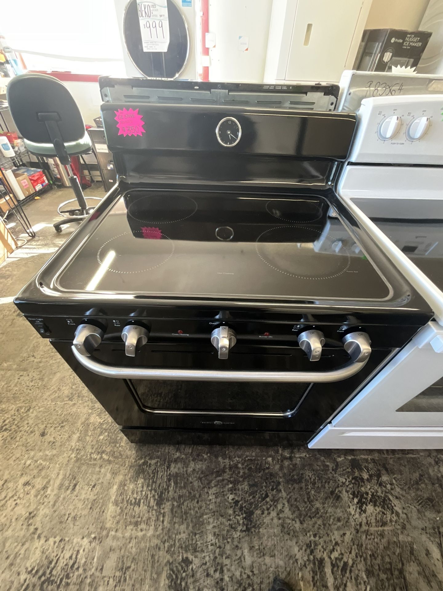 Black GE Glass Top Stove