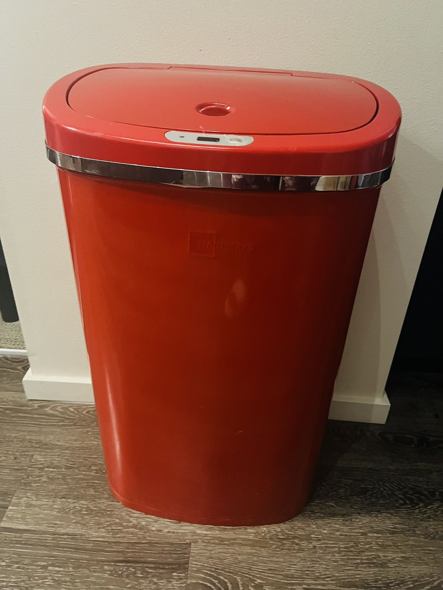 Red Mainstays 13.2gal/50L Motion Sensor Stainless Steel kitchen Garbage Can For Sale $35