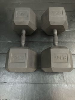 Pair of 75 LB Hex Dumbbells – 150 LBS Total – $150