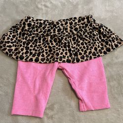 (Garanimals ) Pink + Leapord Print - Newborn Baby / 0-3 Months - Girls - Tutu Skirt W/ Leggings