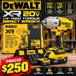 DeWalt XR 20V 1/2" High Torque Impact Wrench Kit