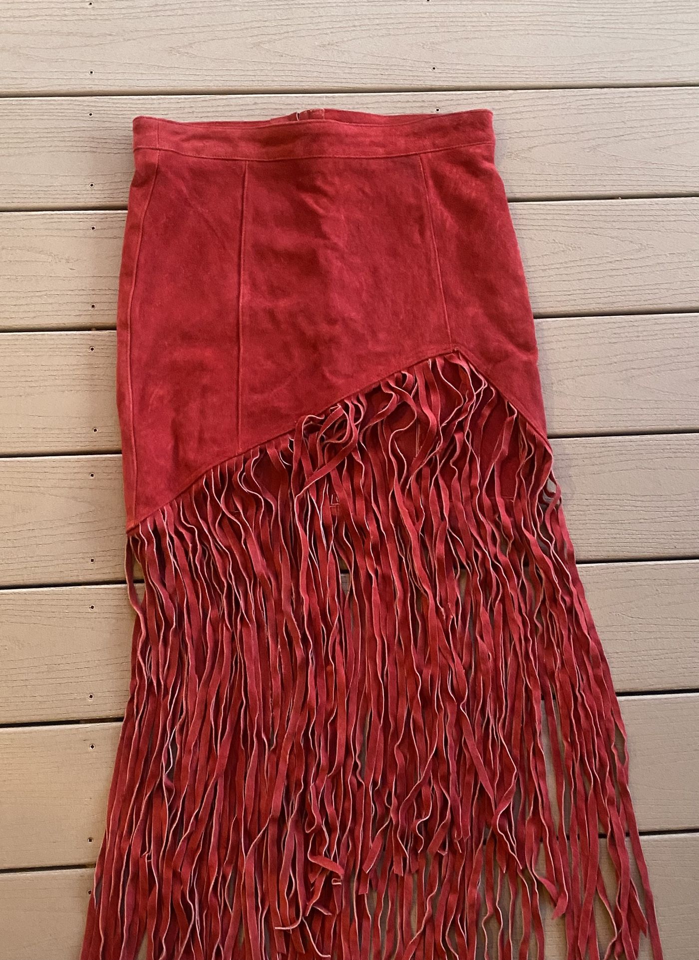 Free People Leather Fringe Skirt
