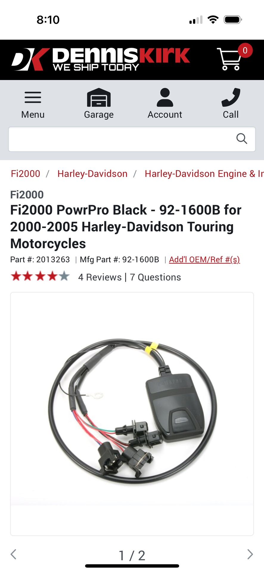 Fi2000 PowrPro Black - 92-1600B for 2000-2005 Harley-Davidson Touring Motorcycles