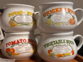 Vintage Ceramic Recipe Soup Mugs