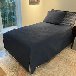 Trundle Bed With Frames, Mattresses And Quilted Cover With Matching Pillow Cases