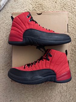 Size 10.5 (Worn once, has replacement box) - Air Jordan 12 retro reverse flu game varsity red black