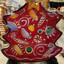 Clay Art  Navidad Handpainted Candy/Dessert  Dish