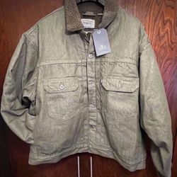 Levi’s Made & Crafted Men Oversized Sherpa Trucker Jacket Moss Rock Men’s Size 2XL New With Tags 
