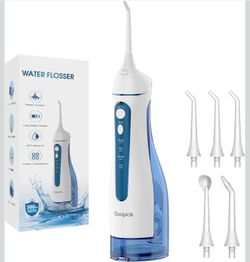 Cordless Portable Water Flosser with 300ML Tank: Rechargeable Oral Irrigator with 5 Tips for Travel, Braces Care and Sensitive Gums, IPX7 Waterproof T
