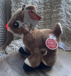 NWT Rashti Rudolph Red Nosed Reindeer 10" Plush Music Light Up Christmas Toy