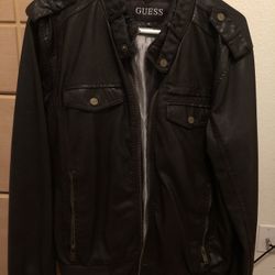 Guess Leather Jacket Brown