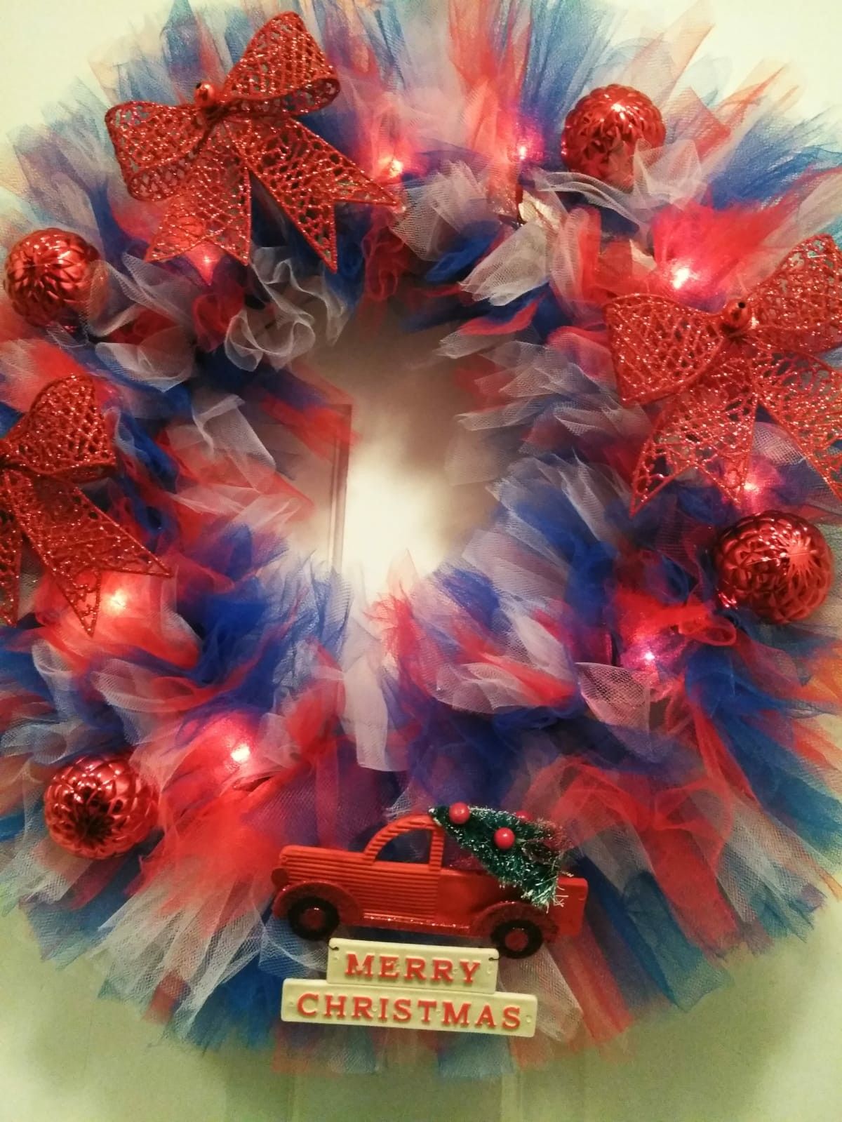 Red and Blue Christmas wreath