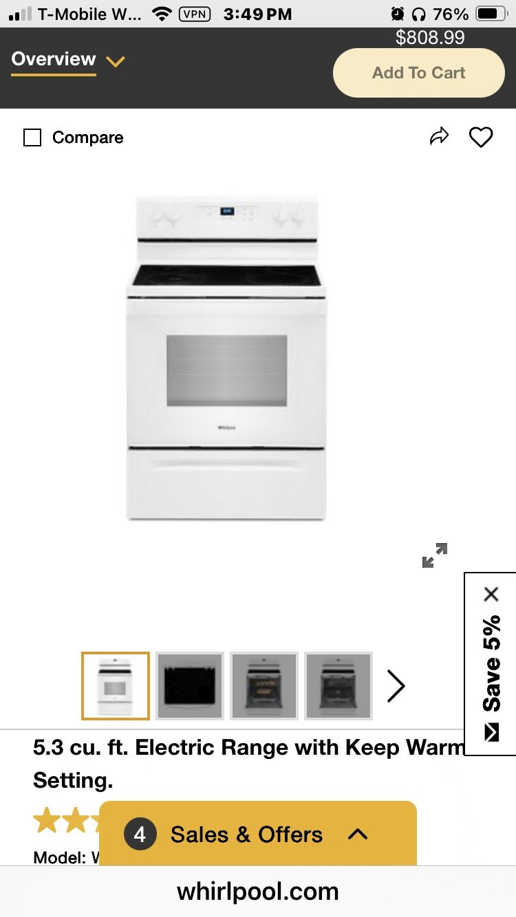 Whirlpool Electric Stove